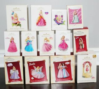 (13) Hallmark Keepsake Barbie Christmas Ornaments Princess Fairy Tale Rapunzel