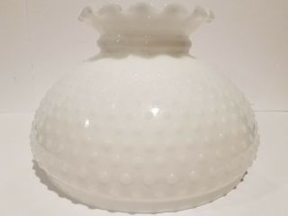 Vintage Hurricane Lamp Shade,  White Milk Glass Hobnail Shade,  9 7/8 " Fitter