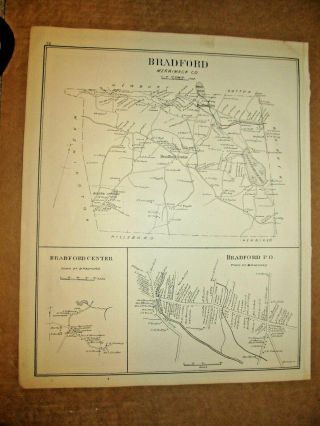 Bradford,  Nh. ,  Vintage Antique 1892 Map. ,  Not A Reprint.  Page - 32