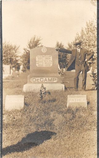 F54/ Elkhart Indiana Rppc Postcard 1909 M.  G.  Decamp Grave Marker