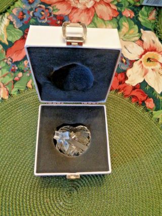Swarovski Silver Crystal Heart W/frosted Bow Paperweight