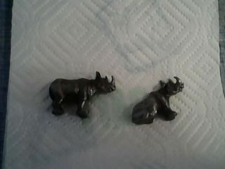 Noah ' s Ark Hudson pewter rhino pair (male and female) 3