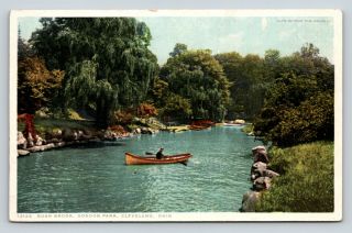 Postcard Doan Brook Gordon Park Row Boat Cleveland Ohio Vintage 1900s Photo A41