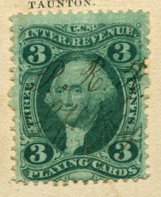 Cdv - P.  R.  Read - Taunton Ma - R17c Green Playing Cards Tax Stamp - S&h