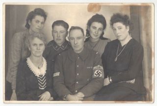 1944 Wwii Identified German Nazi Soldier & Family - Real Photo Vintage Postcard