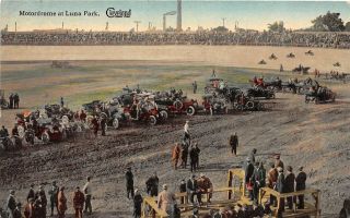 F66/ Cleveland Ohio Postcard Luna Park C1910 Motordrome Motorcycle Race Track