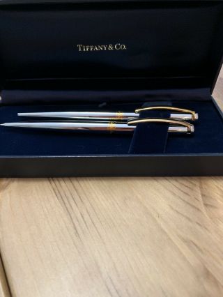 Tiffany & Co.  Vintage Silver And Gold Pen/mechanical Pencil Set
