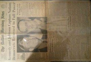 Kennedy&johnson Win 1960 Election;dallas Morning Newspaper Article From November