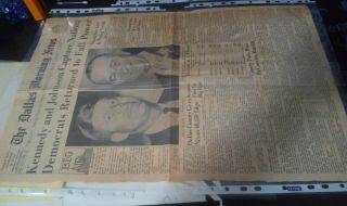 Kennedy&Johnson win 1960 Election;Dallas Morning Newspaper Article from November 2