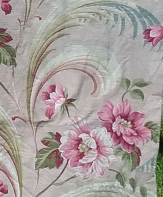 Vintage Barkcloth Floral And Swirl 2 Panels 80 In Long By 44 Wide Shabby Chic