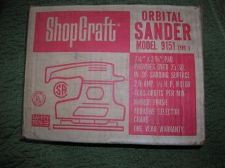 Vintage Shopcraft Orbital Sander Model No 9151 Type 1 G.  W.  Murphy Geneva Ill.