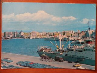 3175 Greece 1970 Mailed Postcard Piraeus Port With Pickup Up Cars Front Of Ship