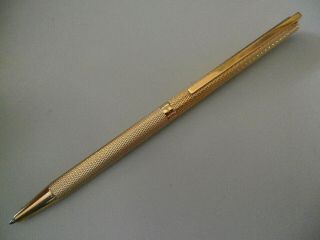 St.  Dupont Classique Barleycorn Gold Plated Ballpoint Pen France Made Rare Great