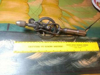 Antique Vintage Goodell - Pratt Company Hand Drill,  Wood Knob 3