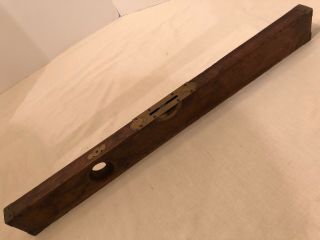 Old Antique 19th C.  Stanley Rule & Level Co.  28 " Cherry Wood & Brass Level