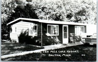 Dalton,  Minnesota Rppc Real Photo Postcard " Bayview Cabin,  Ten Mile Lake Resort "