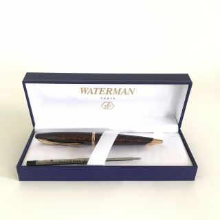 Waterman Paris Black Ballpoint Pen Marble Gold Trim
