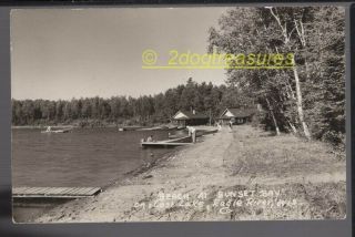 Rppc Beach Sunset Bay Lost Lake Eagle River Wi Wisconsin Old Boats Motors Bathrs