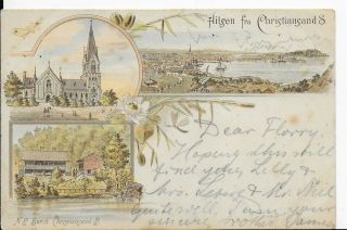Very Early Vintage Norway Vignette Postcard " Hilsen Fra Christiansands " 1897