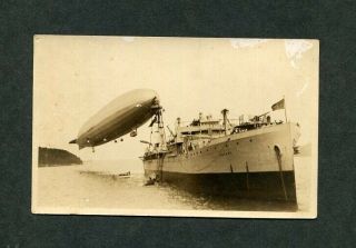 C1925 Antique Real Photo Postcard Rppc Uss Shenandoah Us Navy Airship Uss Patoka