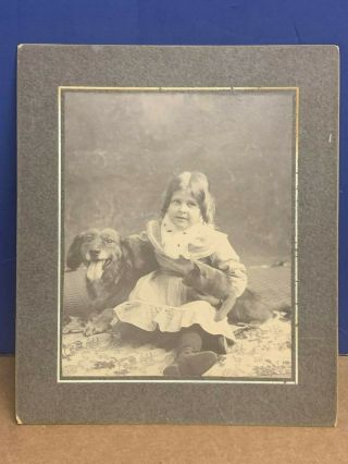 Cabinet Card Photo Of Child W/ Cat And Dog Morgantown Ky.  Photo By L.  A.  French
