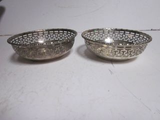 2 Antique T & S Silverplate Expressly Made For B.  A.  Co.  Small Latticework Bowls
