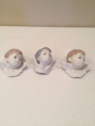 Lladro - 3 Angel Heads 4885 (2) And 4886 (1) - All Retired 1985