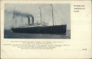 Hamburg - Amerika Line Steamship Kaiserin Auguste Victoria & Amerika 1904 Promo