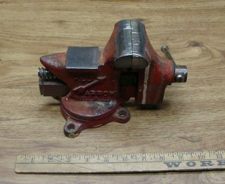 Vintage Columbian No.  63 Red Arrow Swivel Anvil Bench Vise,  3 " Jaws & Capacity