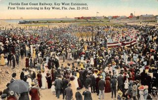Key West Florida East Coast Railway First Train Arriving Postcard Jh230501