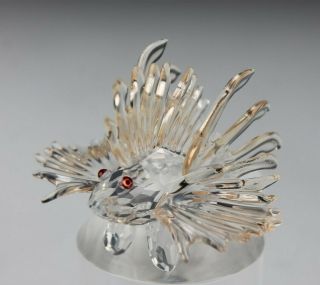 Retired Signed Swarovski Austrian Crystal Lion Fish 7644 Art Glass Figurine Sms