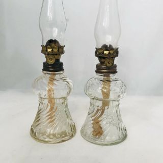 Mini Clear Swirl Base Kerosene 9.  5” & 8” Lamps Acorn P&A Mfg Co.  Oil Lamps 2