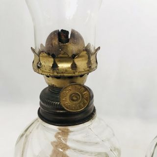 Mini Clear Swirl Base Kerosene 9.  5” & 8” Lamps Acorn P&A Mfg Co.  Oil Lamps 5