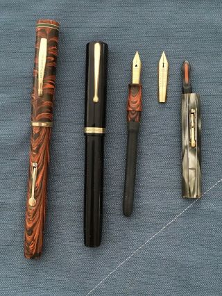 Vintage Waterman 7 & 5 Fountain Pens Plus Parts For 52 & Ink - Vue