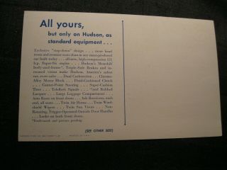 Rare 5x8 Large Postcard Advertising 1949 HUDSON Six 4 Door Car Automobile 2