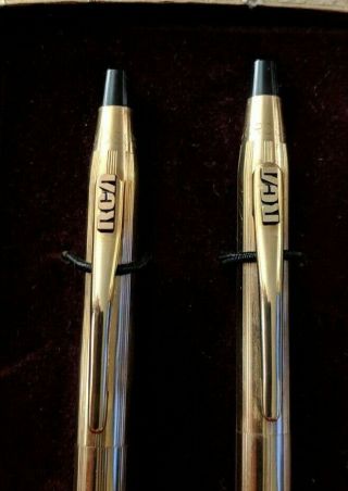 RCA Advertising Cross 1/20 12kt Gold Filled Ballpoint Pen and Pencil Set Vintage 5