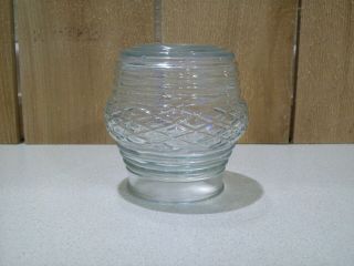 Vintage Clear Pressed Glass Jelly Jar Light Shade Globe Diamond & Rib Pattern
