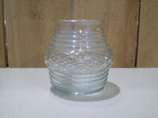 Vintage Clear Pressed Glass Jelly Jar Light Shade Globe Diamond & Rib Pattern 2