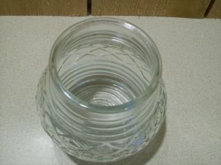 Vintage Clear Pressed Glass Jelly Jar Light Shade Globe Diamond & Rib Pattern 3