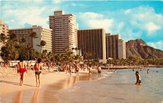 Diamond Head Waikiki Beach Hawaii Hi Pm 1984 Honolulu Postcard