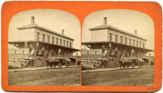 Marblehead Ma Massachusetts Railroad Depot Train Station 1880s Stereoview Photo