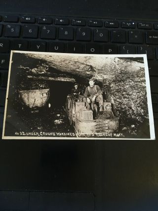 Antique Photo Postcard Rppc - Underground Workers,  Mine,  Roundup Montana