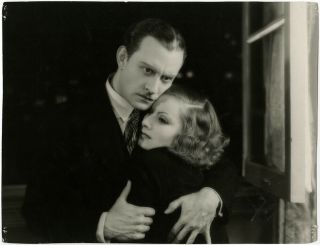 Greta Garbo & Conrad Nagel In The Kiss Silent Film 1929 Large Vintage Photograph