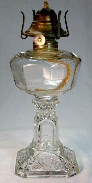 " Dominion Panel " Dominion Glass,  101 Pattern,  Oil Lamp