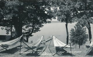 Syracuse In – Johnson’s Hotel Lake Wawasee Real Photo Postcard Rppc