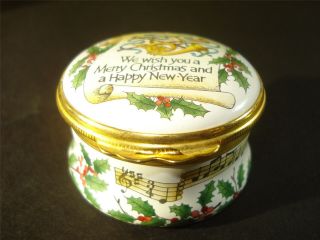 Holcyon Days Enamels Musical Trinket Box,  Reuge,  Swiss,  Merry Christmas,  Year