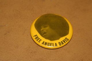 Vintage Black Panther Party Angela Davis Civil Rights Pin Pinback Button
