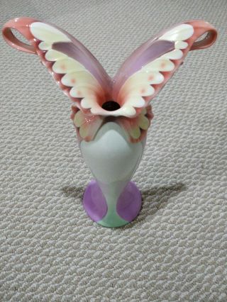 Franz Sculptured Porcelain Vase Finished In A Butterfly Décor