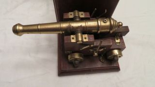 Brass Cannon Bookends Decorated Brass Cannons Dark Wood Book Ends Long Barrels