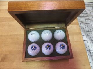 Official George Bush Presidential Seal White House Golf Balls - wood Box set 6 2